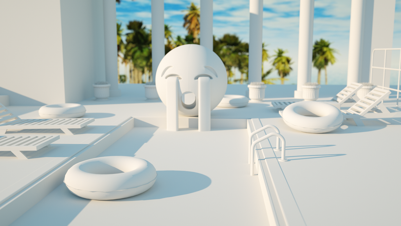 Theme party ，Swimming pool，Art，c4d，emoji，