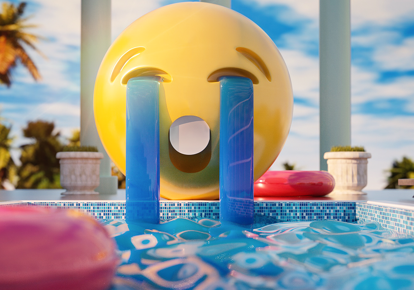 主题派对，泳池，艺术，c4d，emoji，