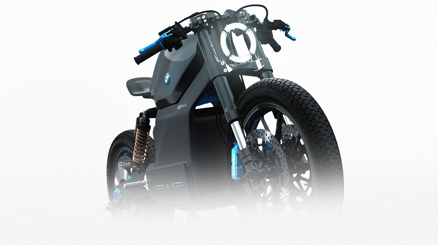 motorcycle，Electric，black，Cafe culture，BMW i100，