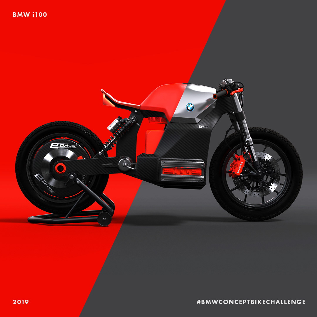 motorcycle，Electric，black，Cafe culture，BMW i100，