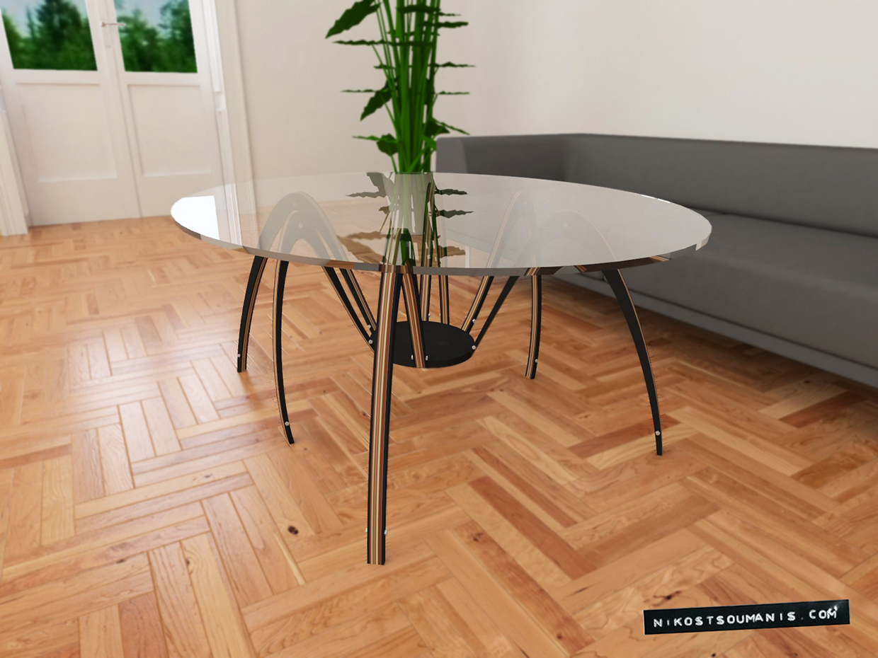 Home Furnishing，tea table，Glass，Spider shape，originality，