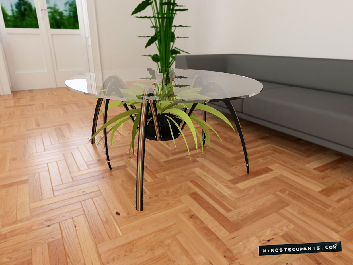 Home Furnishing，tea table，Glass，Spider shape，originality，