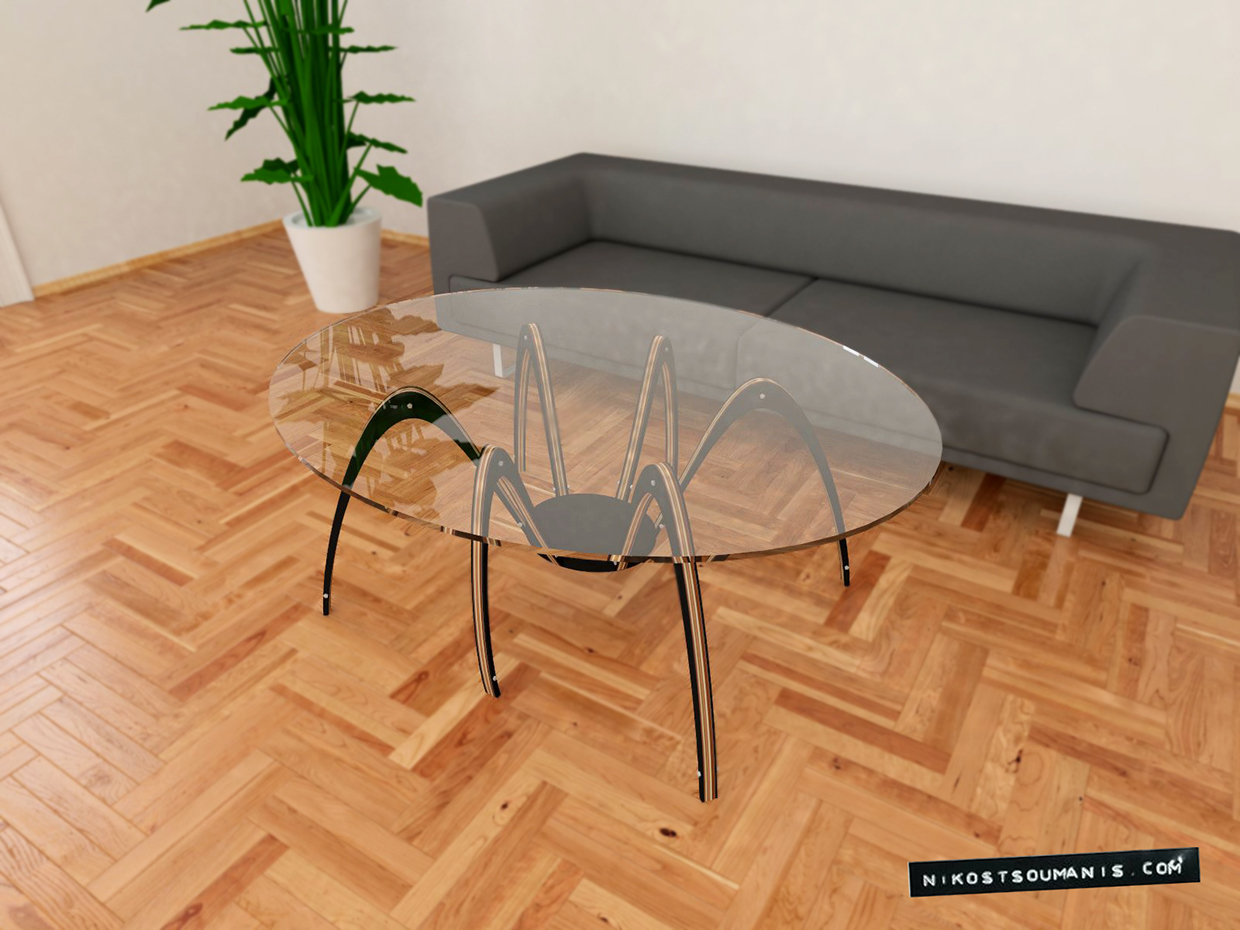Home Furnishing，tea table，Glass，Spider shape，originality，