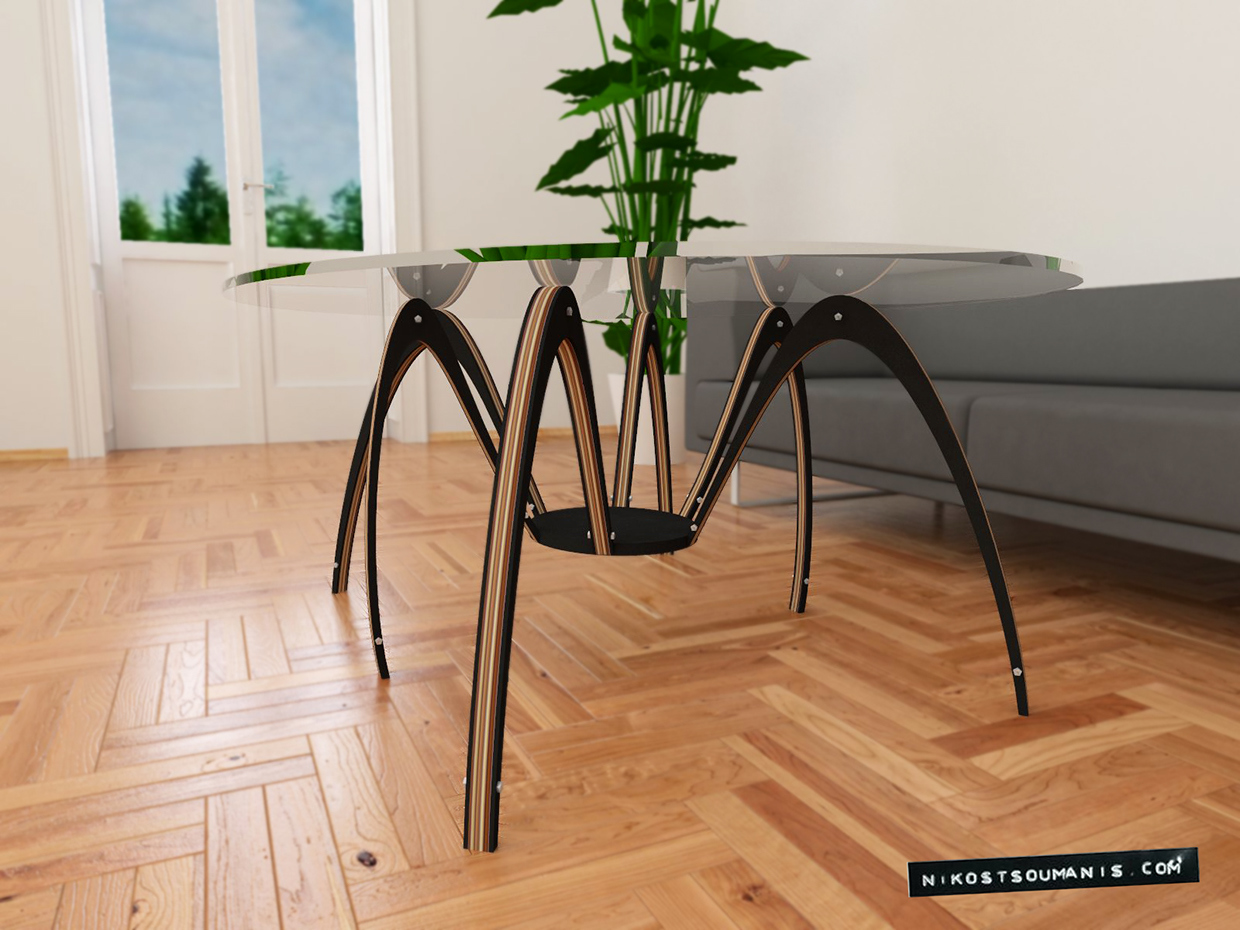 Home Furnishing，tea table，Glass，Spider shape，originality，