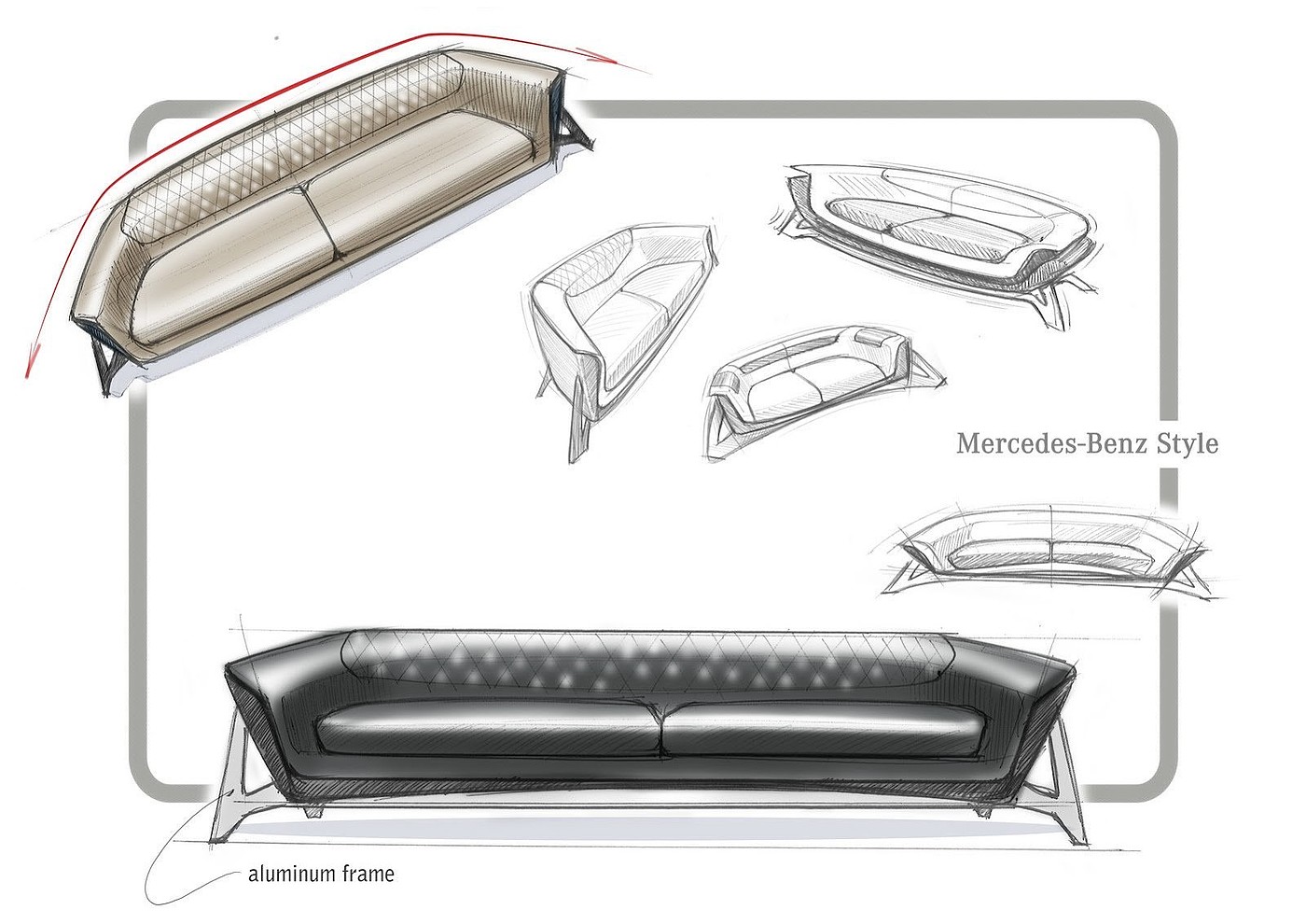 Mercedes-Benz，家具设计，手绘，