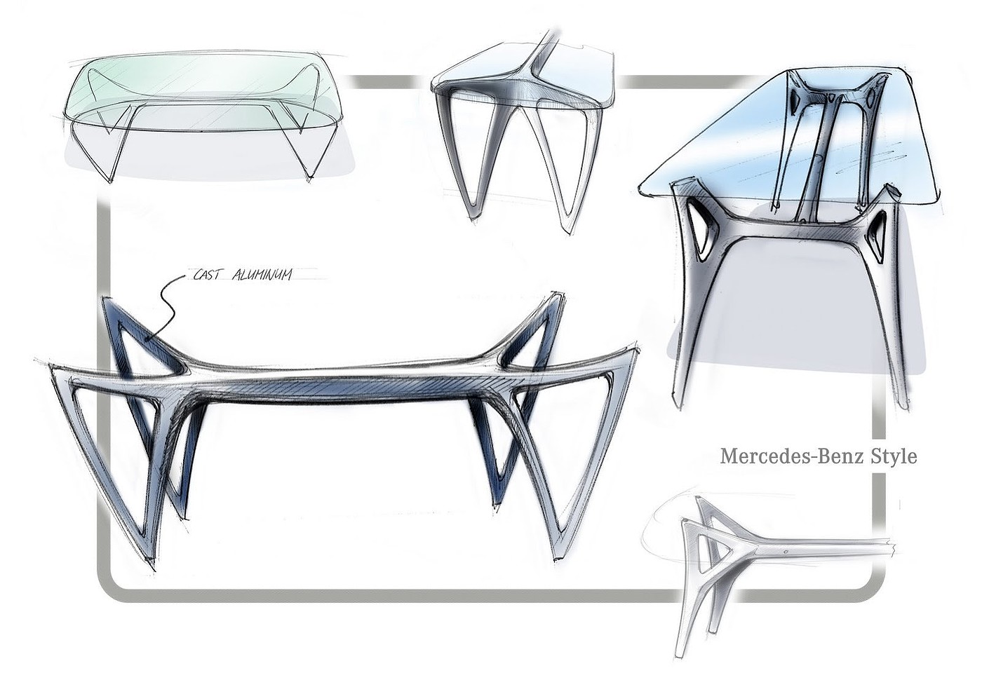 Mercedes-Benz，furniture design ，Hand drawn，