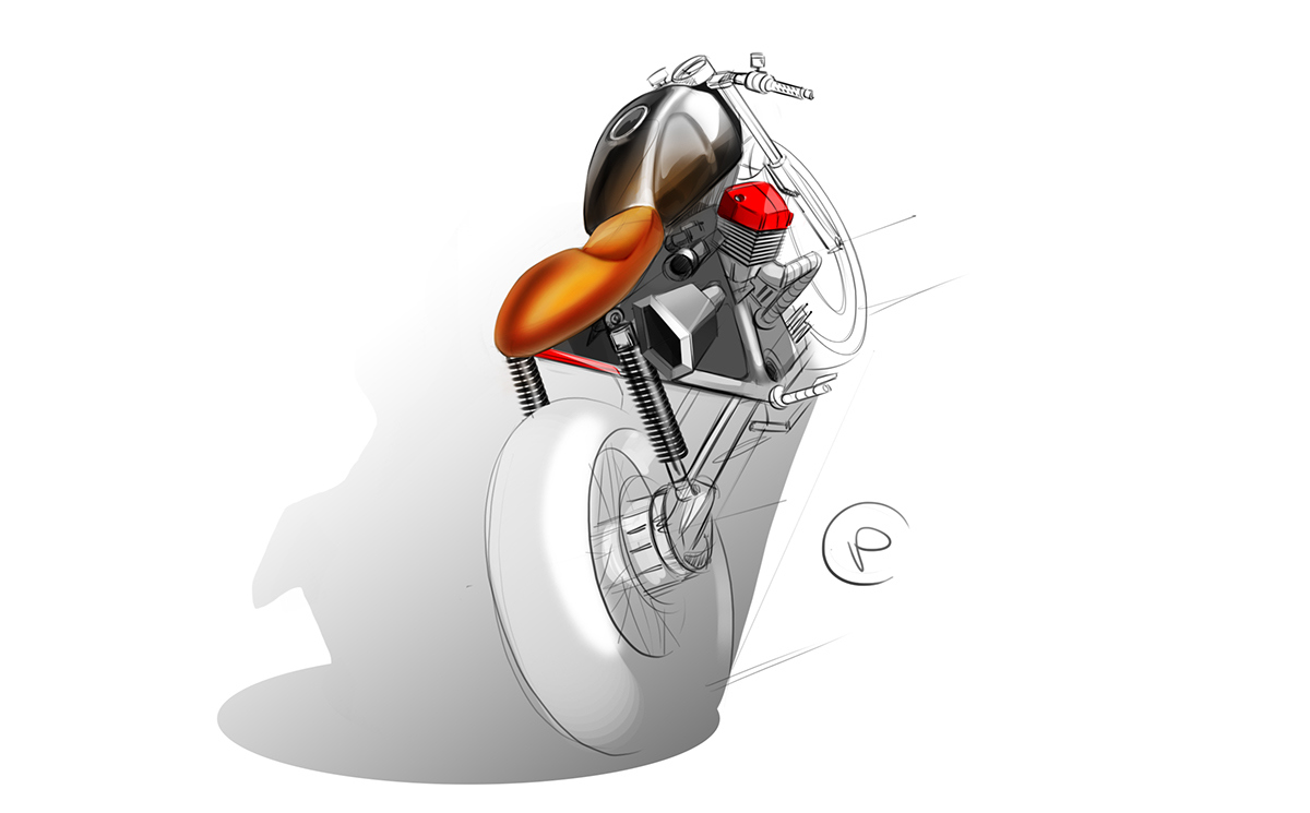 Hand drawn，intelligence，design sketch，industrial design，motorcycle，