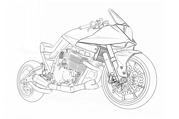 Hand drawn，intelligence，design sketch，industrial design，motorcycle，