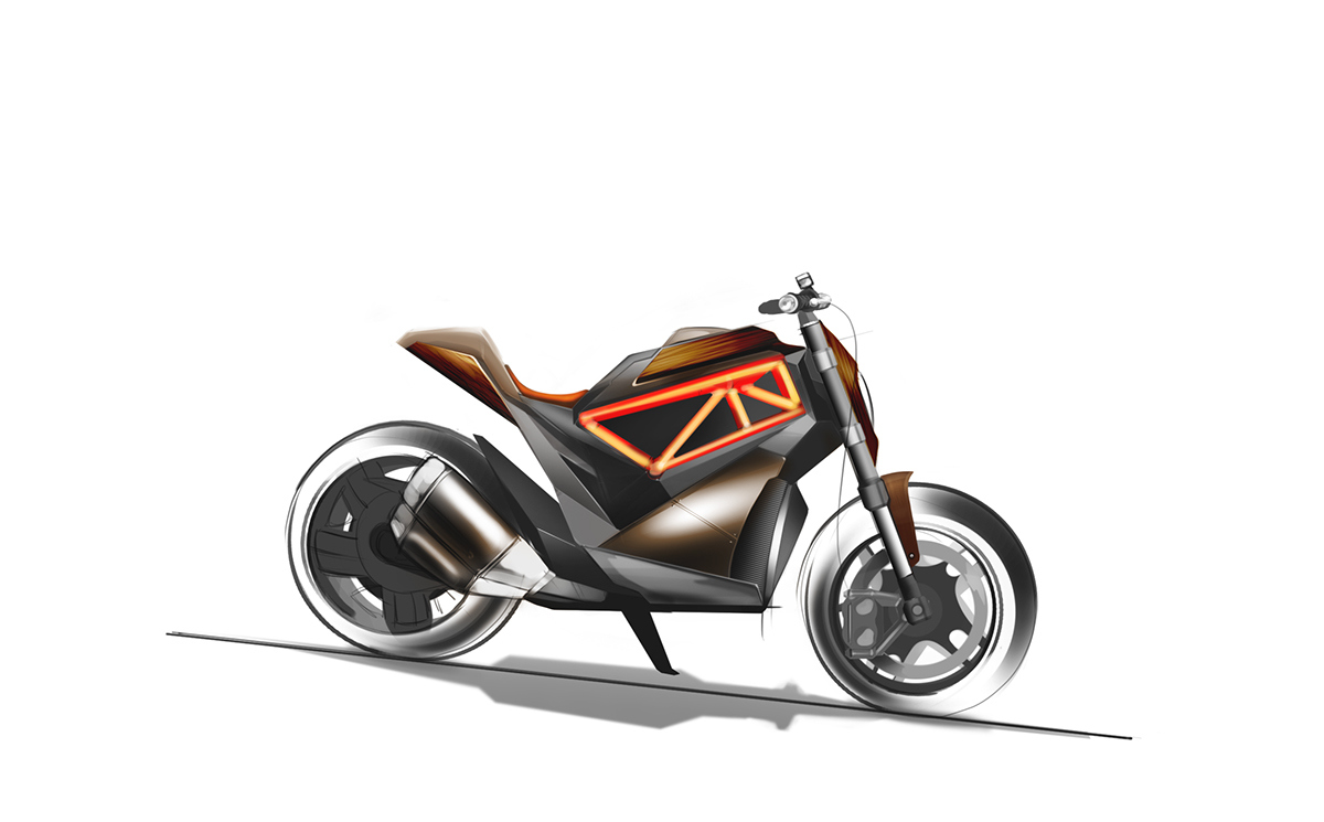 Hand drawn，intelligence，design sketch，industrial design，motorcycle，