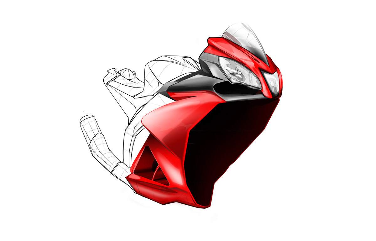 Hand drawn，intelligence，design sketch，industrial design，motorcycle，