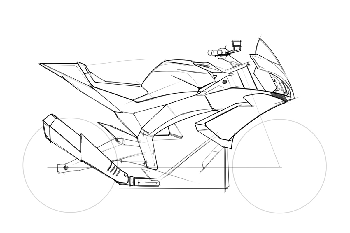 Hand drawn，intelligence，design sketch，industrial design，motorcycle，