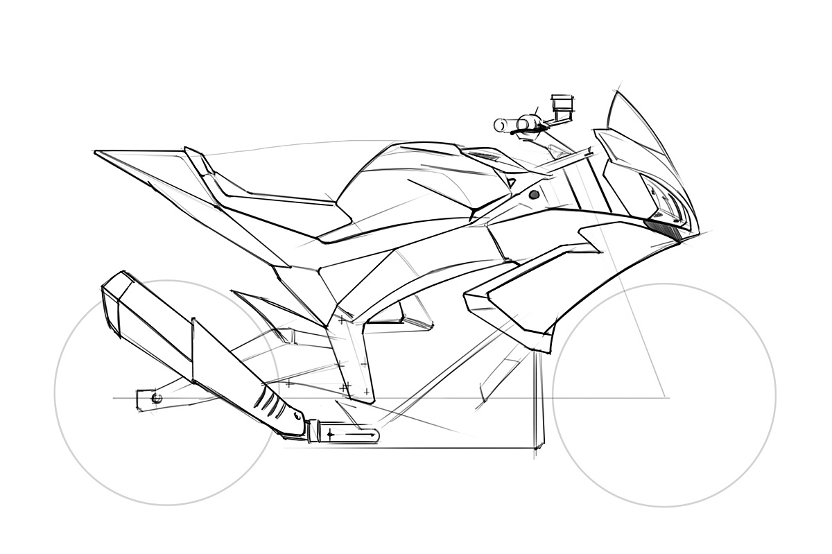 Hand drawn，intelligence，design sketch，industrial design，motorcycle，