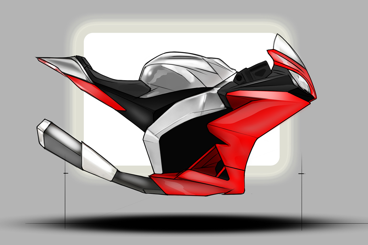 Hand drawn，intelligence，design sketch，industrial design，motorcycle，