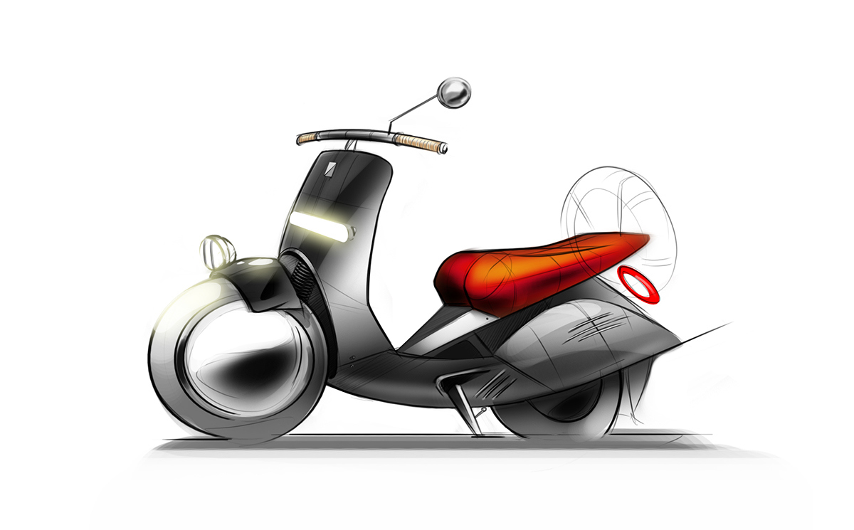 Hand drawn，intelligence，design sketch，industrial design，motorcycle，