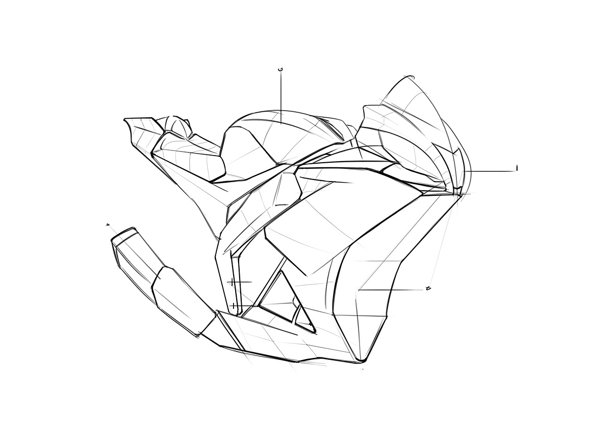 Hand drawn，intelligence，design sketch，industrial design，motorcycle，