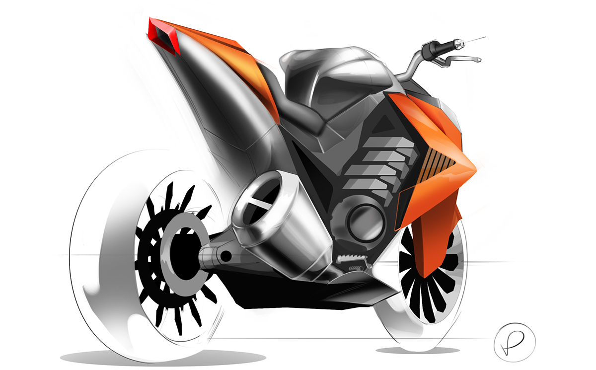 Hand drawn，intelligence，design sketch，industrial design，motorcycle，