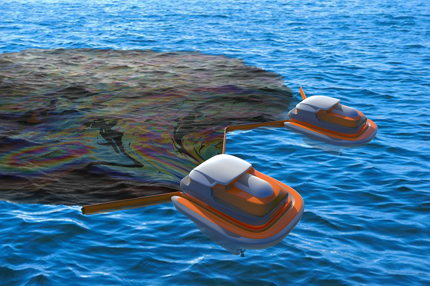 at sea，petroleum，recovery，handle，robot，