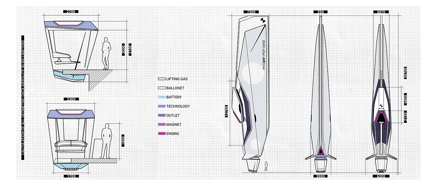 paper，conceptual design，bmw，vehicle，flight，in the air，