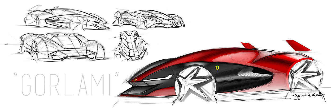 sketch，Automobile design，Render，