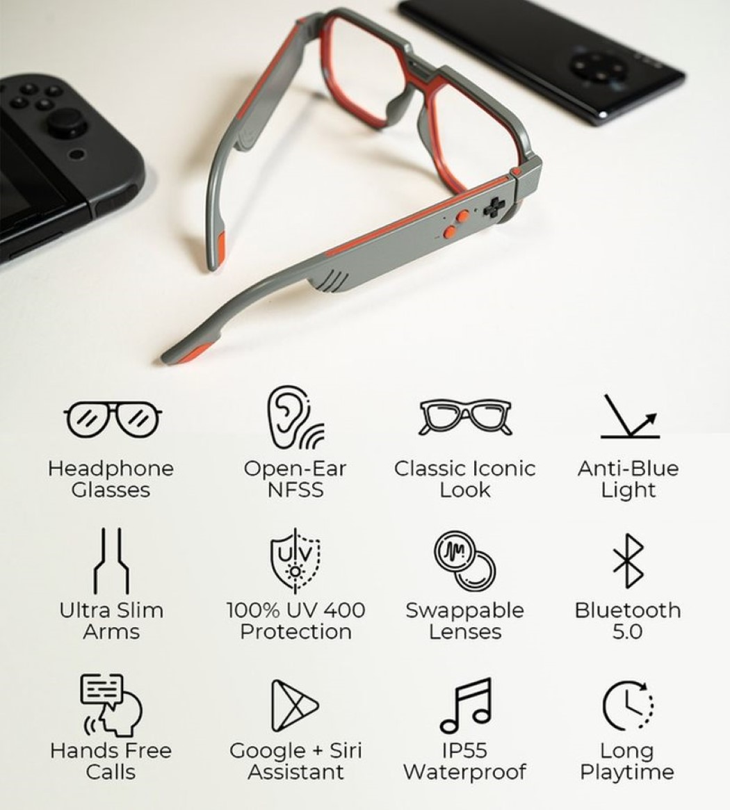 Mutrics GB-30，Smart glasses，Game headset，Retro style，Anti blue light，