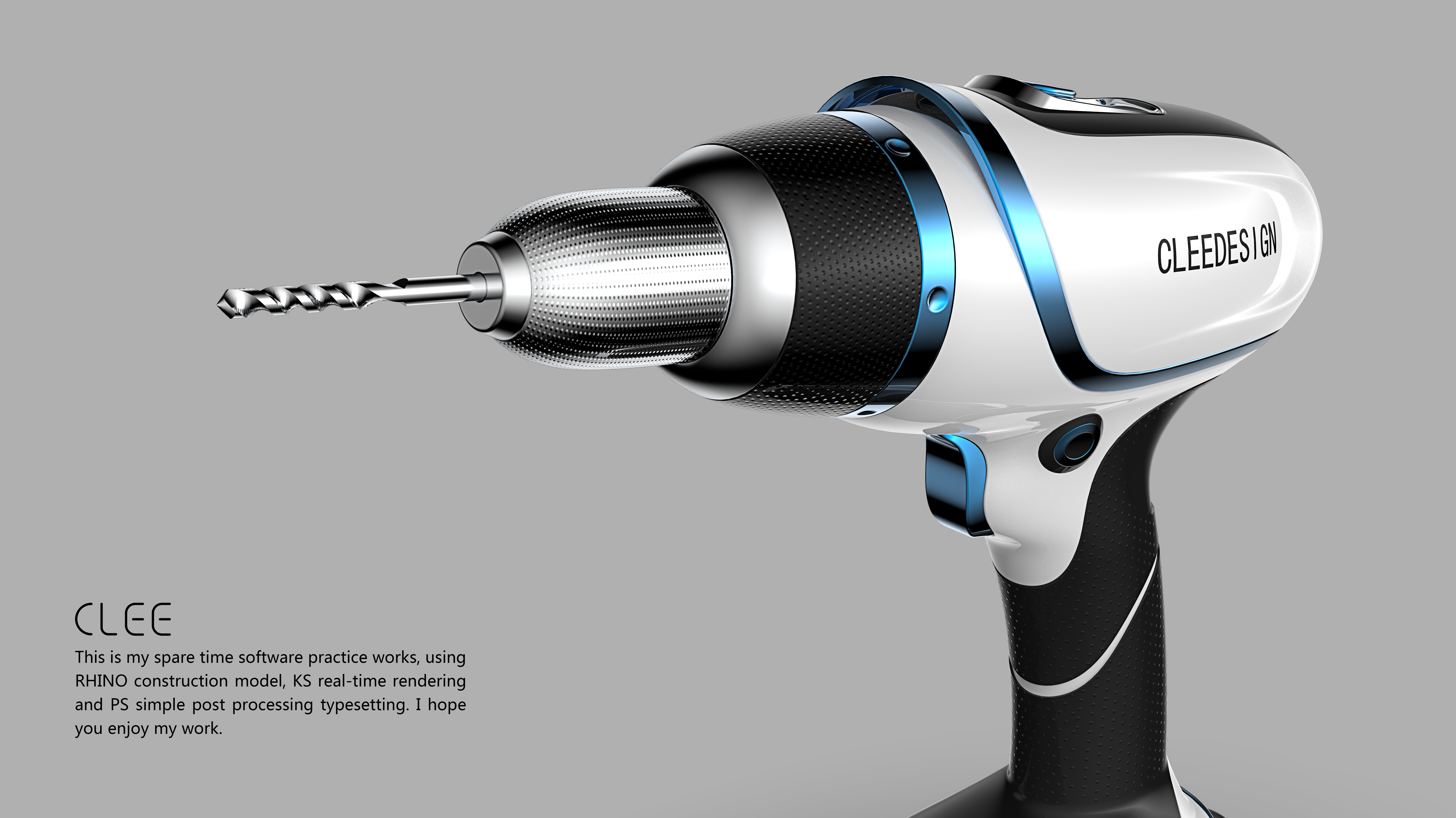 Electric drill，Rhinoceros modeling，keyshot，