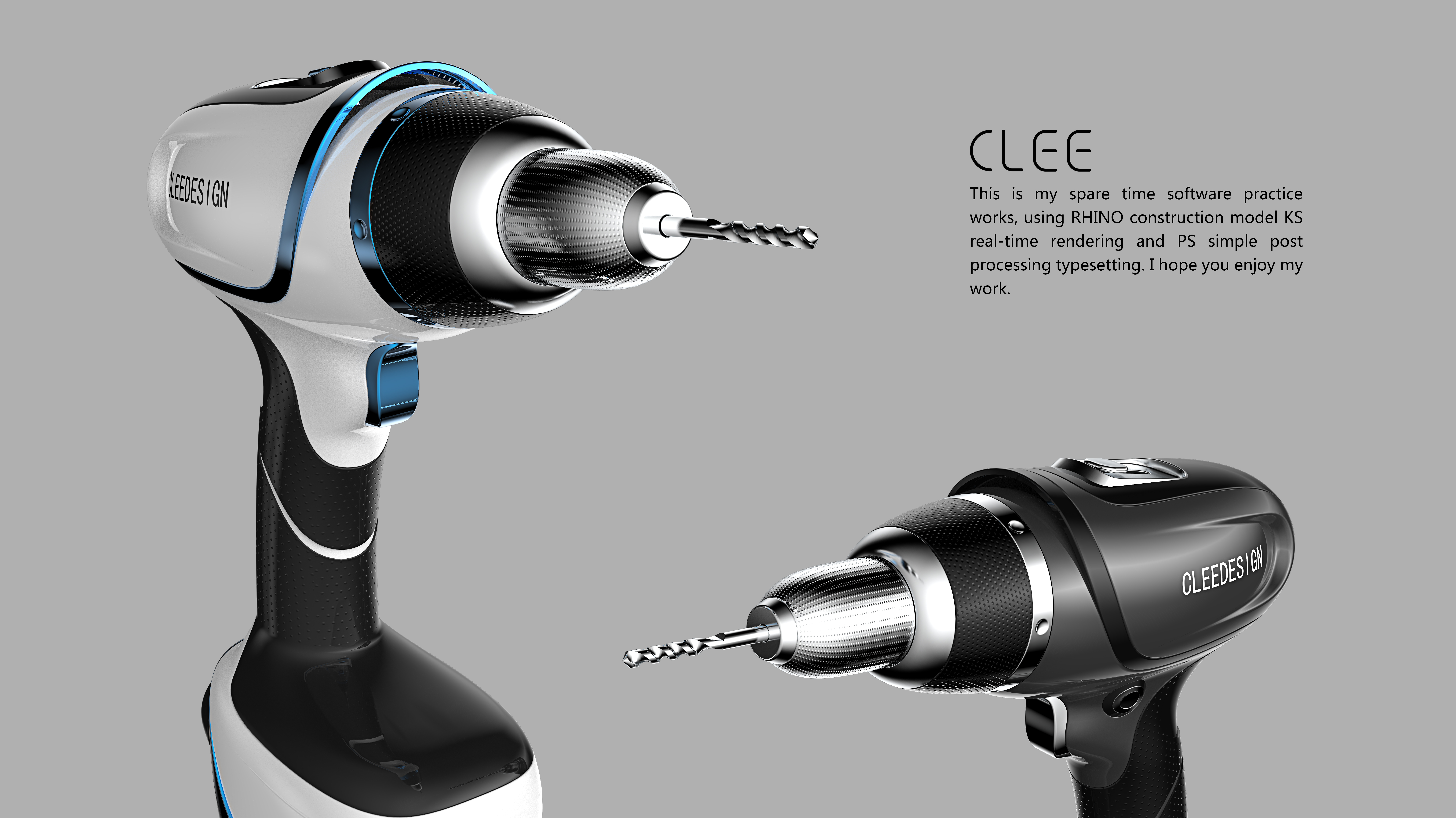 Electric drill，Rhinoceros modeling，keyshot，