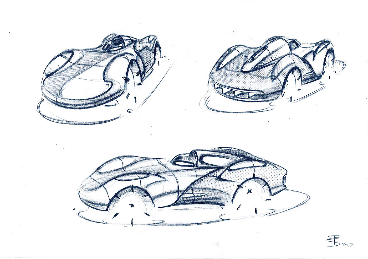 Jaguar GT，Hand drawn，Automobile design，