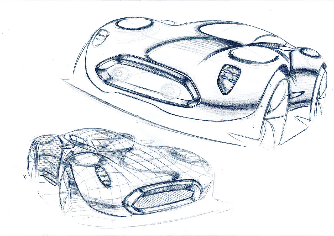 Jaguar GT，手绘，汽车设计，