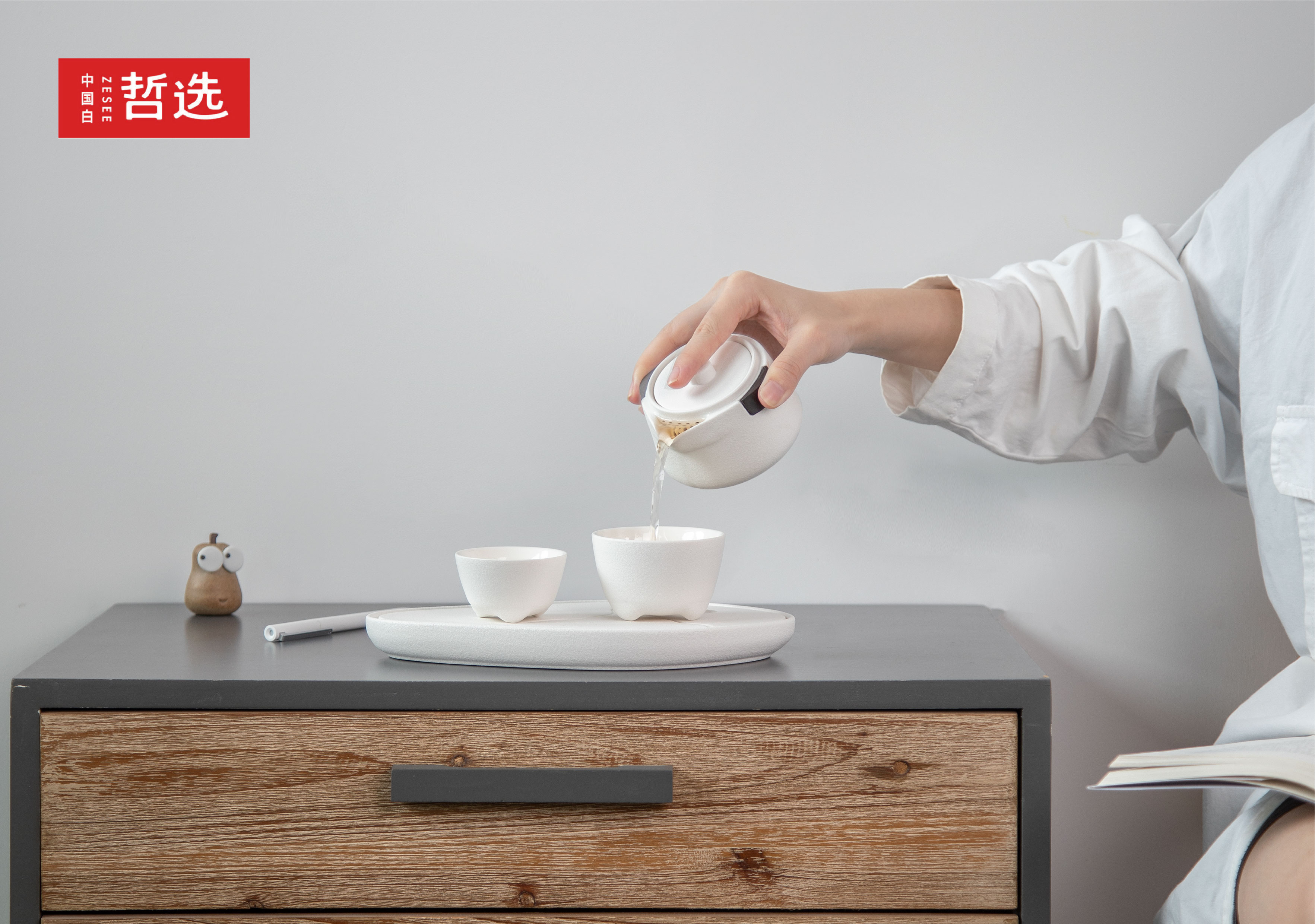 Simplicity，teapot，Convenient tea set，One pot and two cups，Zhe Xuan，Express cup，Polar bear，Chinese white，