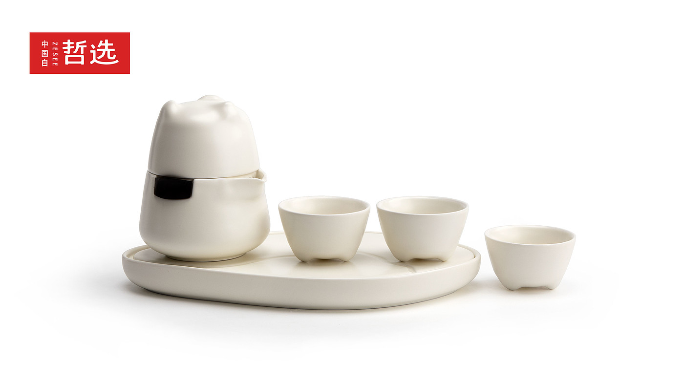 简约，茶壶，便捷茶具，一壶二杯，哲选，快客杯，北极熊，中国白，