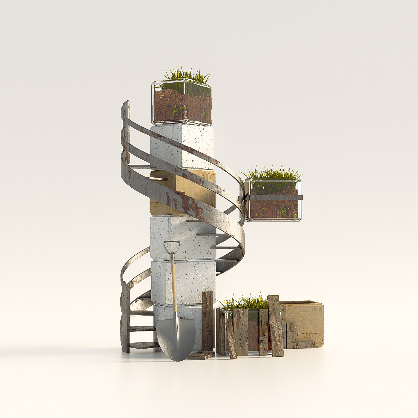 Flower pot rack，Industrial wind，Environmental economy，Waste materials，