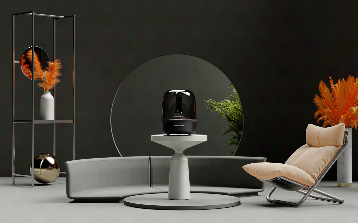 speaker，Aura Studio2，harman kardon ，Scene rendering，Wireless speaker，