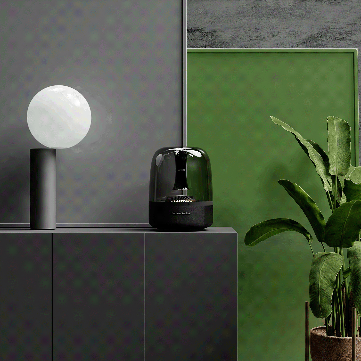 speaker，Aura Studio2，harman kardon ，Scene rendering，Wireless speaker，