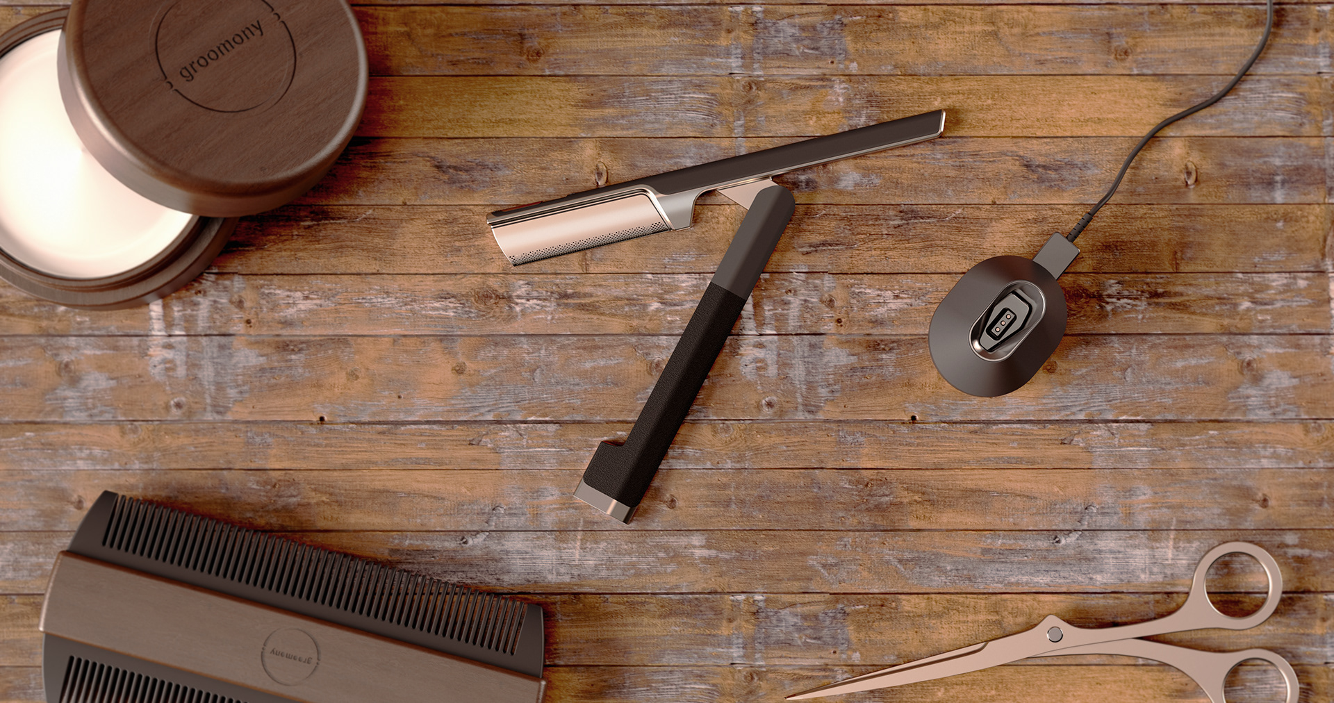 razor，GROOMONY，Electric straight shaver，black，modification，