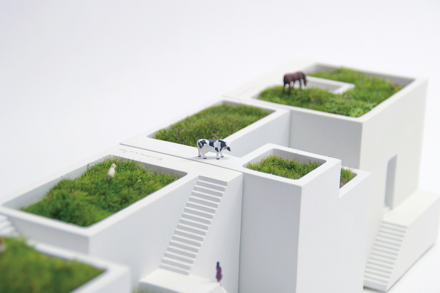 Miniature House Plan，Micro landscape，white，