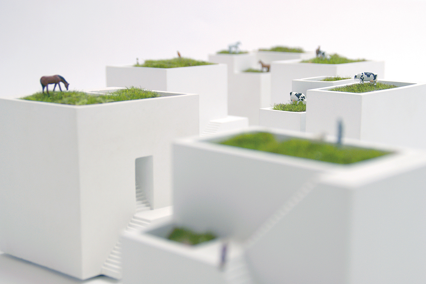 Miniature House Plan，Micro landscape，white，