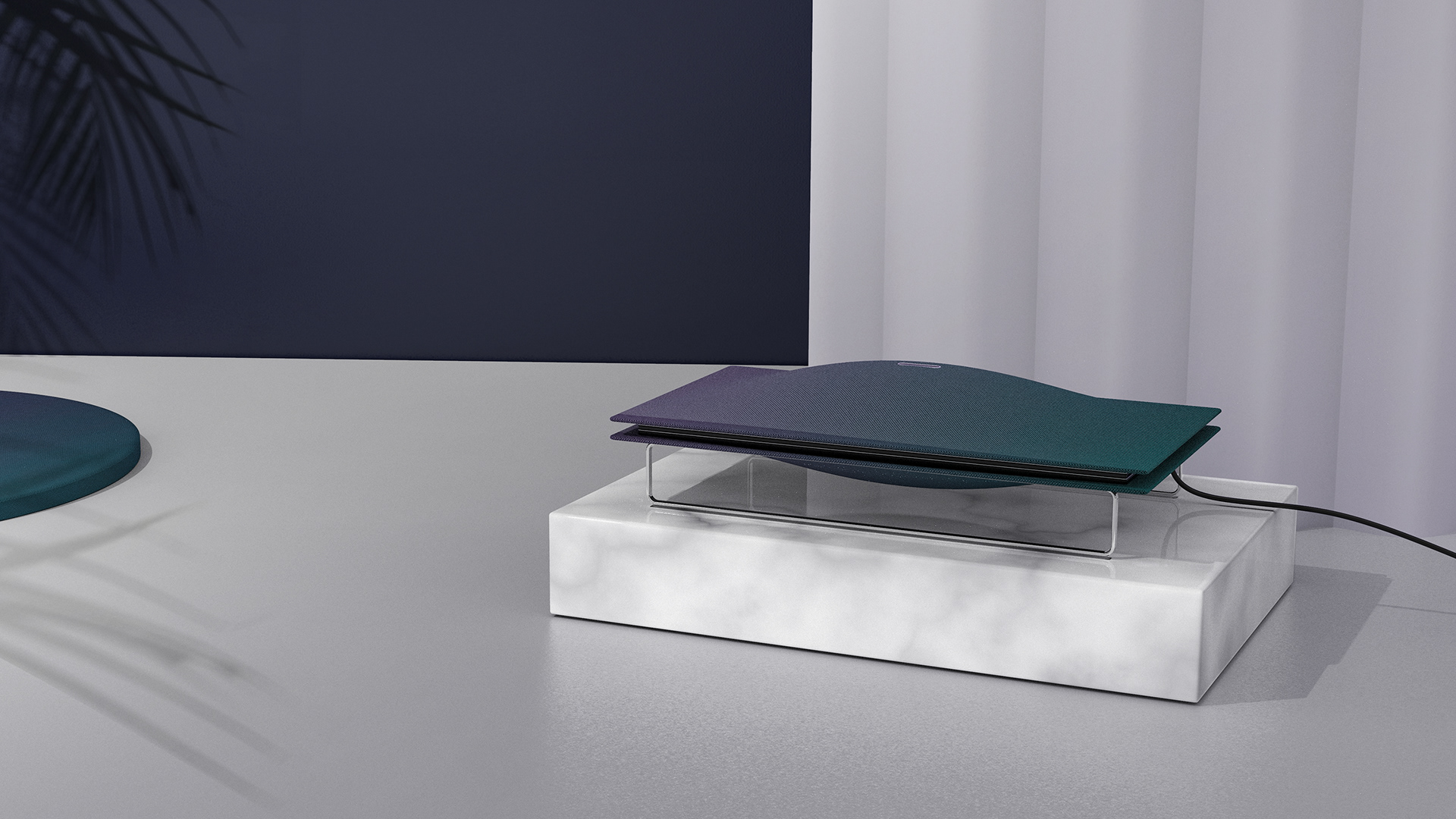 Sense of suspension，Gradient，Cloth material，Smart home design，Intelligent speaker design，Bluetooth speaker design，