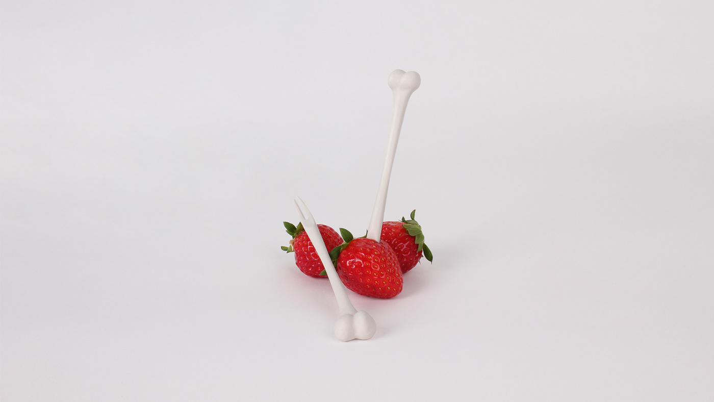 Bone fork，ceramics，white，concept，
