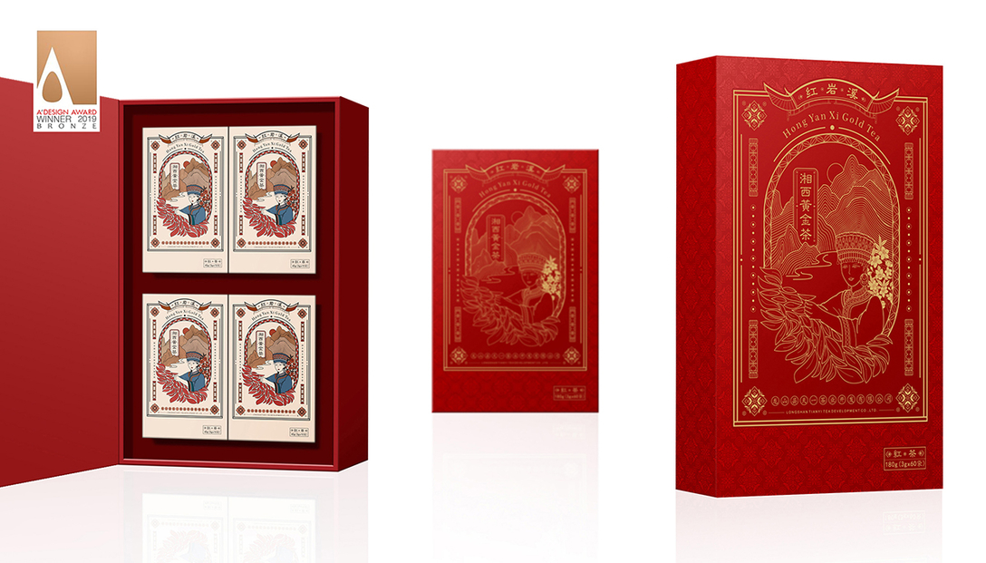 Tea packaging，Chinese style，Hongyanxi gold tea，packing design，Moment creativity，Zeng Ling，