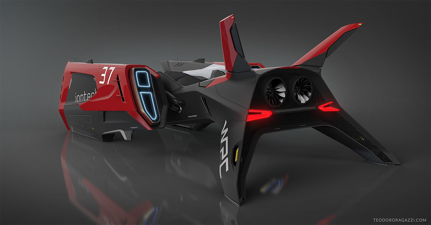 Flight Mode，gules，automobile，racing，Pod Racer，conceptual design，