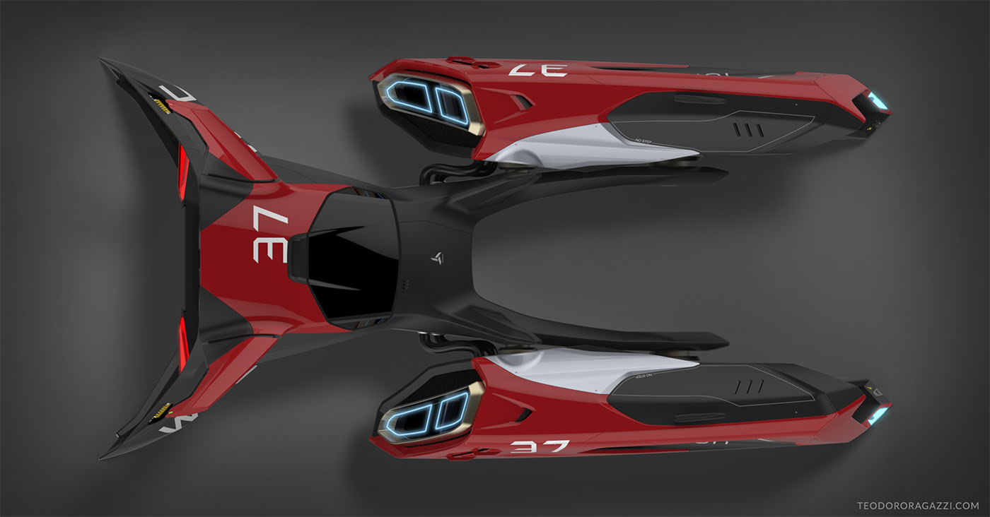 Flight Mode，gules，automobile，racing，Pod Racer，conceptual design，