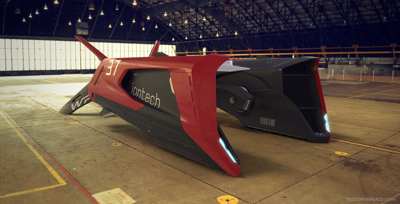 Flight Mode，gules，automobile，racing，Pod Racer，conceptual design，