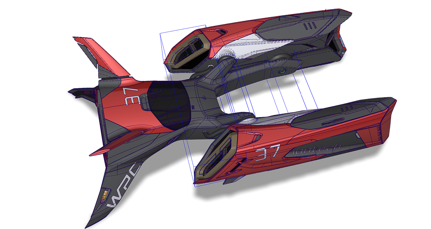 飞行模式，红色，汽车，赛车，Pod Racer，概念设计，