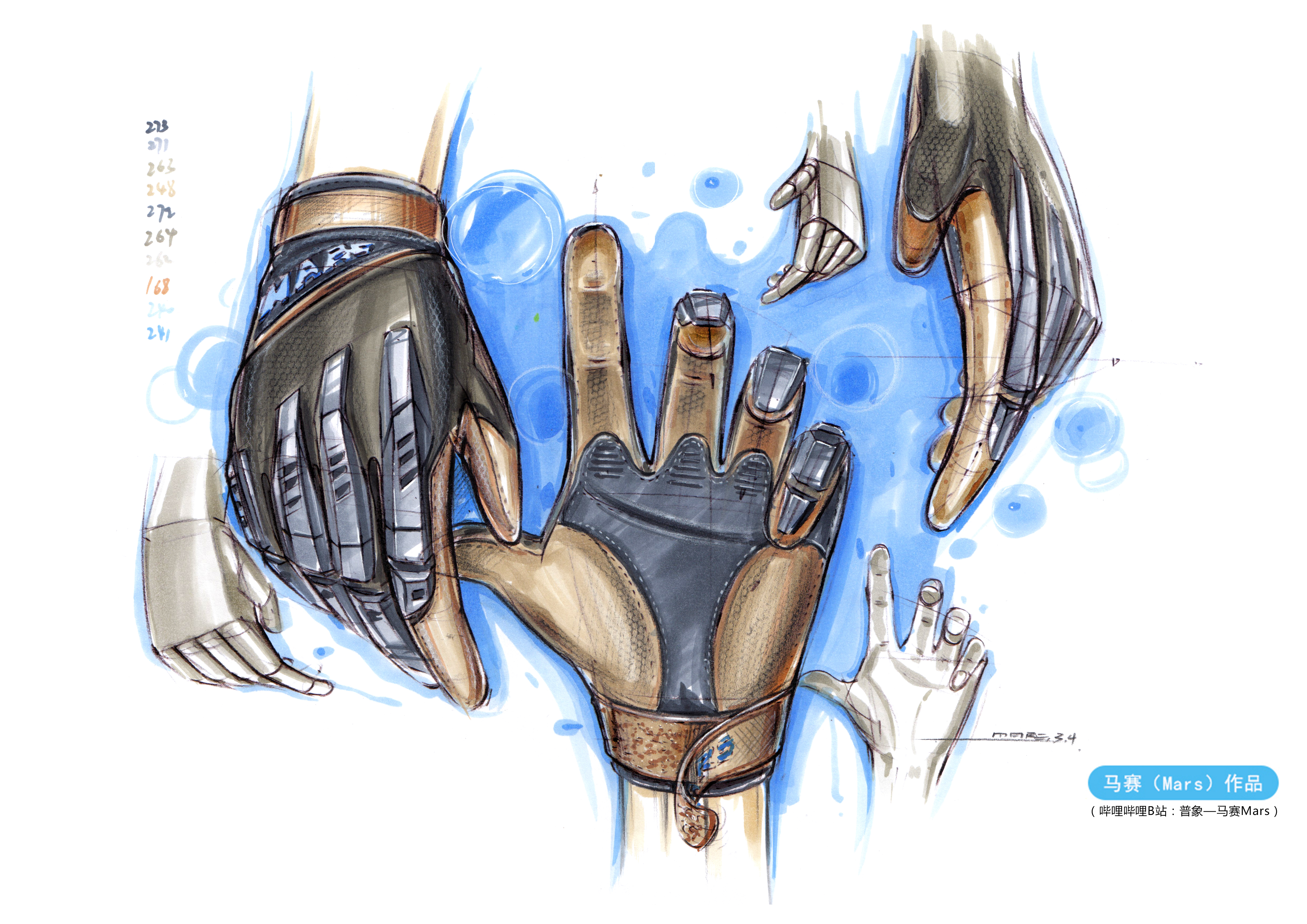 Hand drawn industrial design，Hand drawn product design，Hand drawn design of quick questions for postgraduate entrance examination，razor，glove，Scanner，Multifunctional grinder，