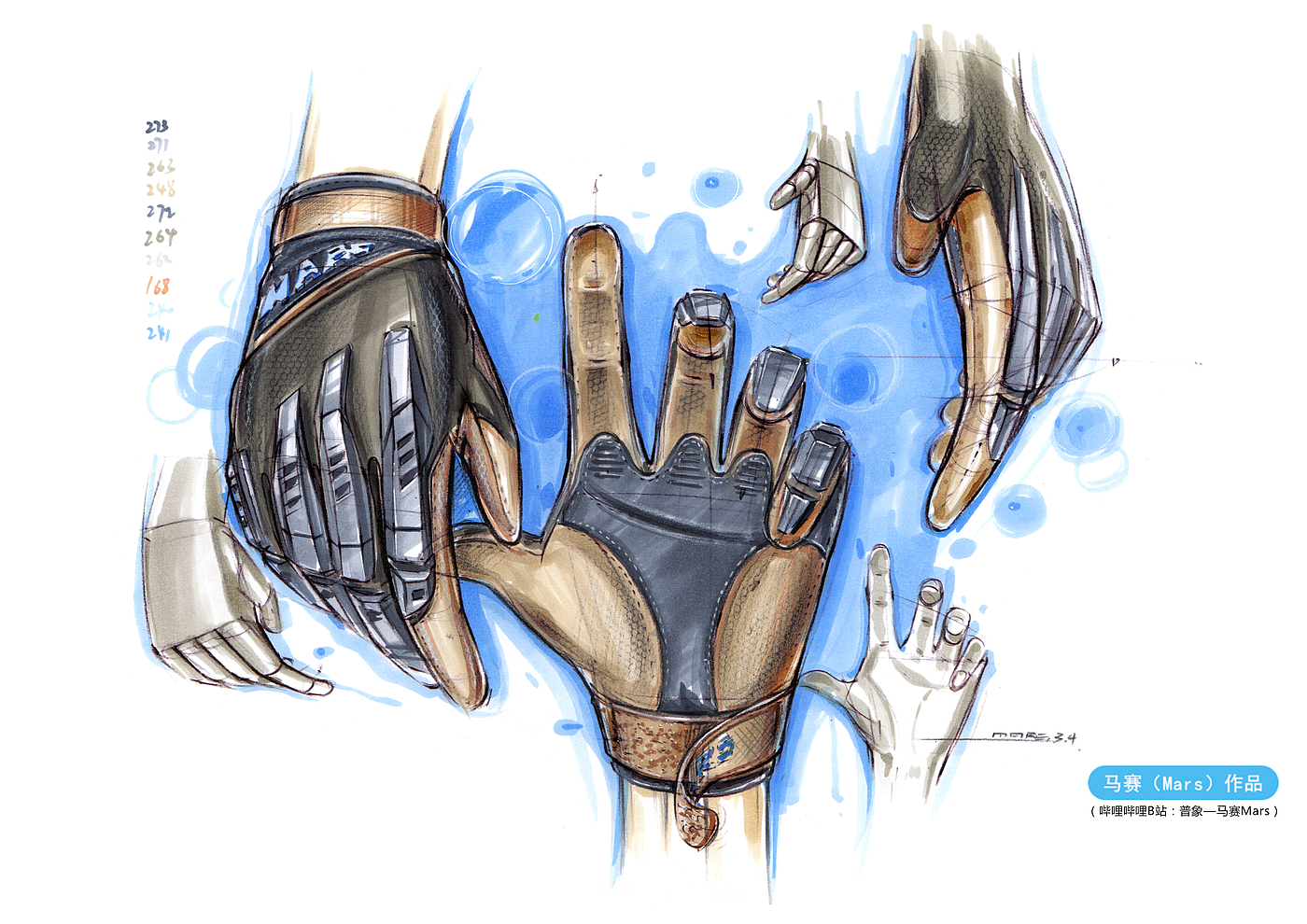 Hand drawn industrial design，Hand drawn product design，Hand drawn design of quick questions for postgraduate entrance examination，razor，glove，Scanner，Multifunctional grinder，