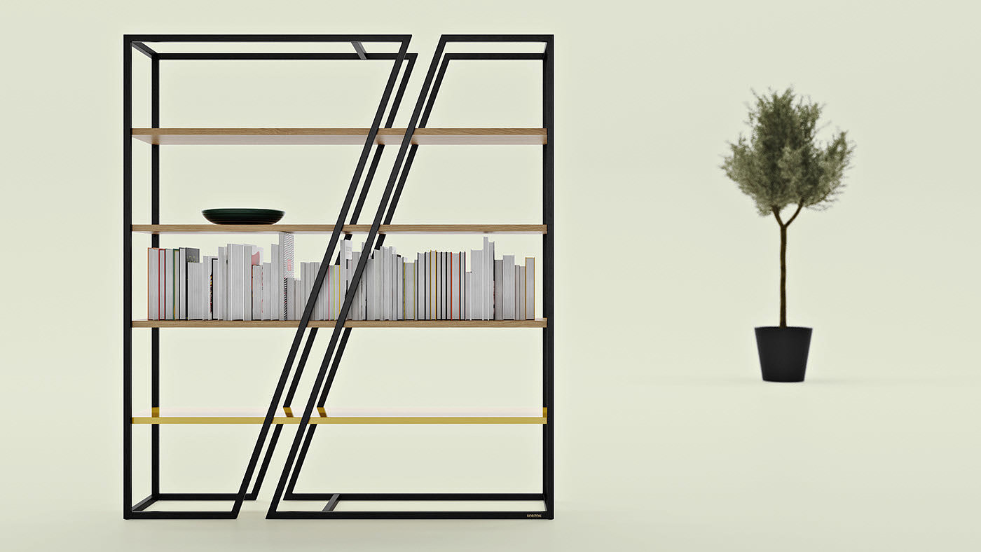 Cube 44，简约，金属框架，书架，家具，Pavel Vetrov，