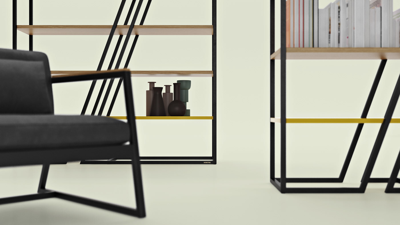 Cube 44，Simplicity，Metal frame，bookshelf，furniture，Pavel Vetrov，