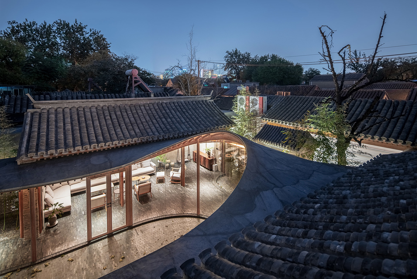 Courtyard Dwellings，Glass，screen，Corridor，