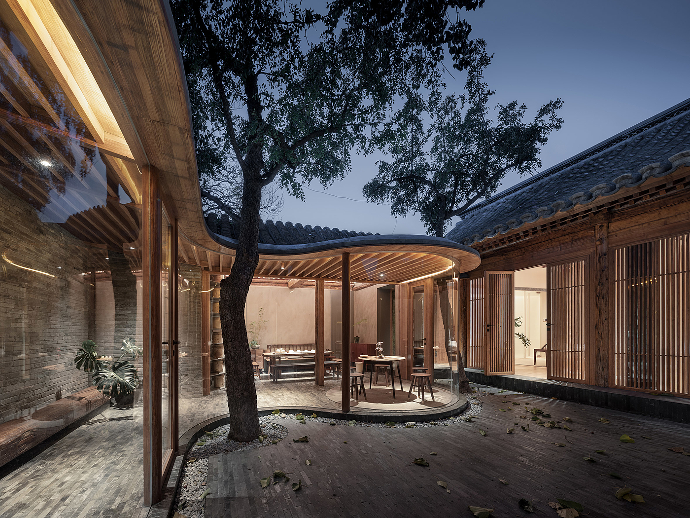 Courtyard Dwellings，Glass，screen，Corridor，