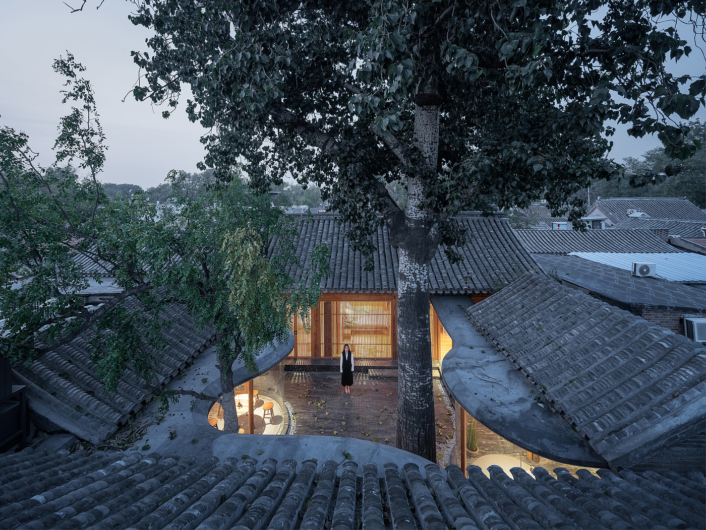 Courtyard Dwellings，Glass，screen，Corridor，